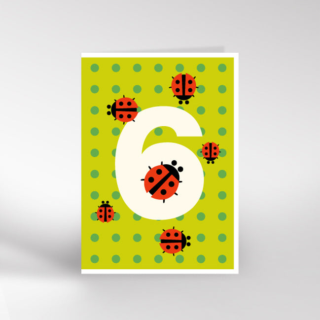 Age 6 Ladybirds Birthday Card