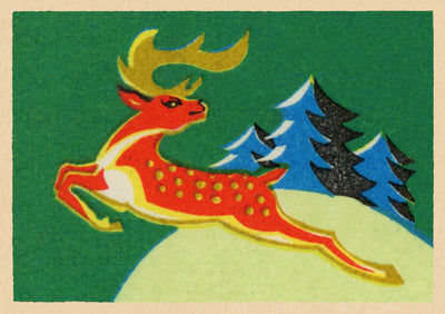 'Prancer' Christmas Vintage Matchbox Card Pack of 5
