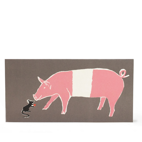 Pig and Mouse Long Greetings Card