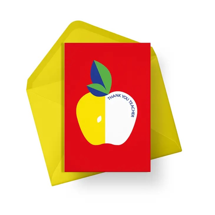 Thank You Teacher Apple Greetings Card