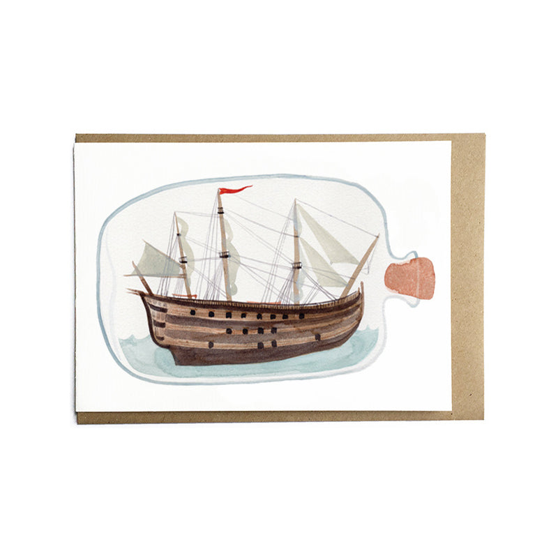 Ship In A Bottle Greetings Card