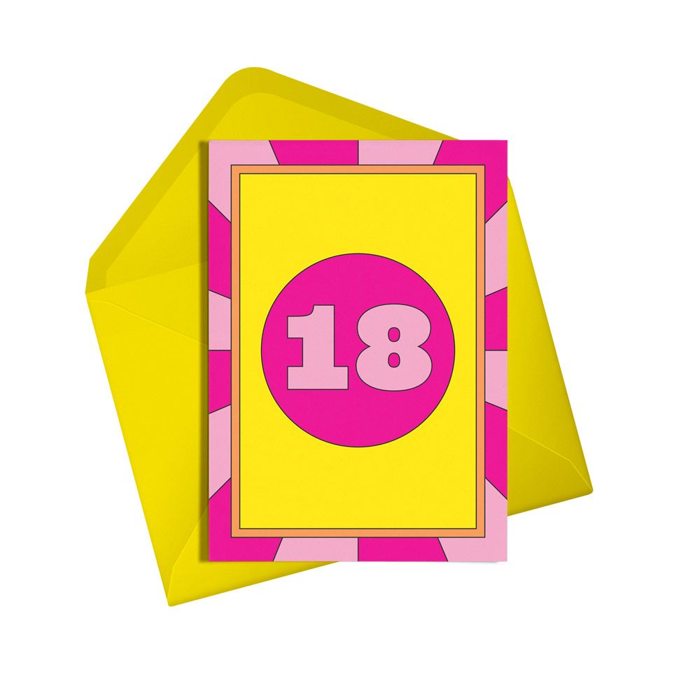 Eighteen Neon Birthday Card