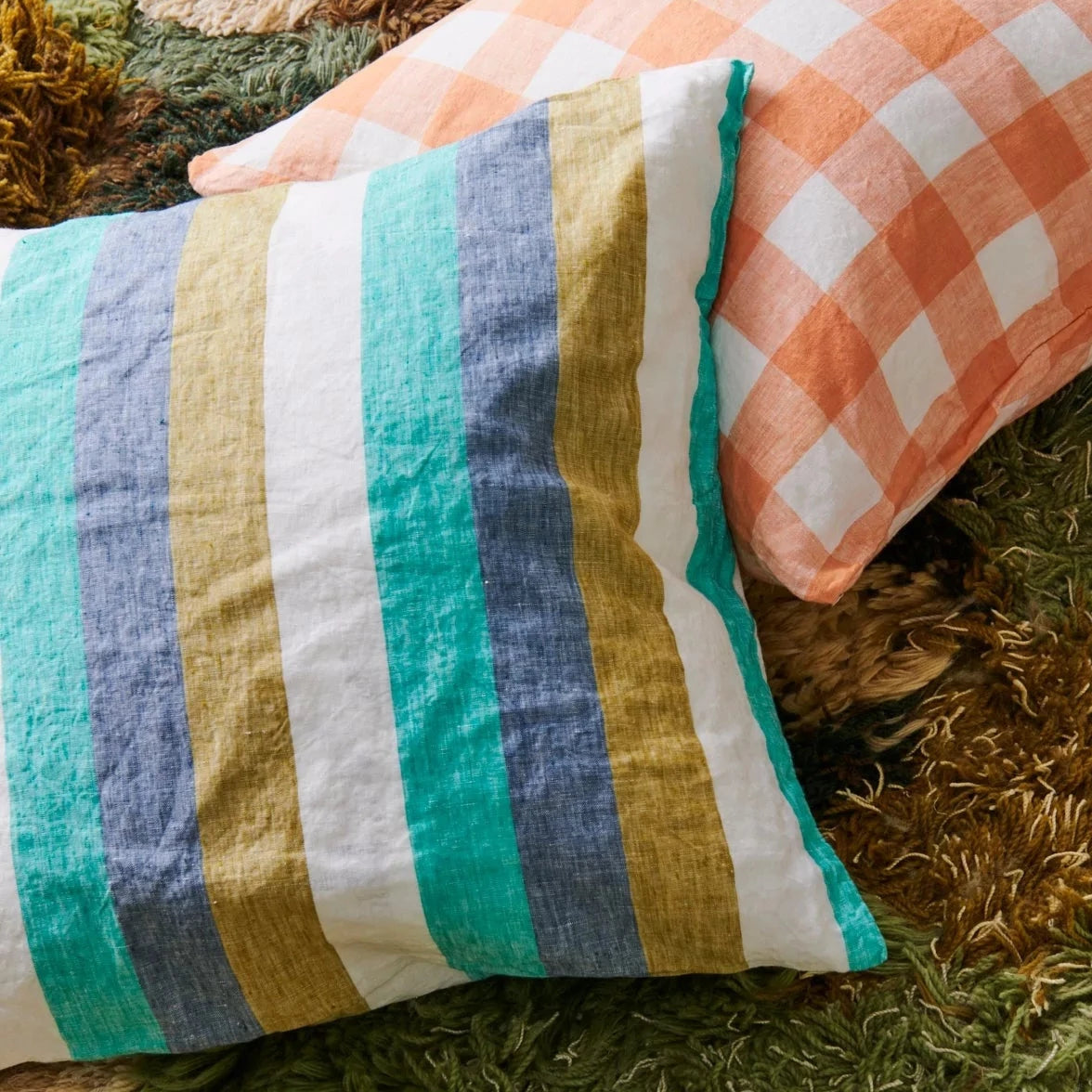 'Lagoon Stripe' Linen Cushion Cover