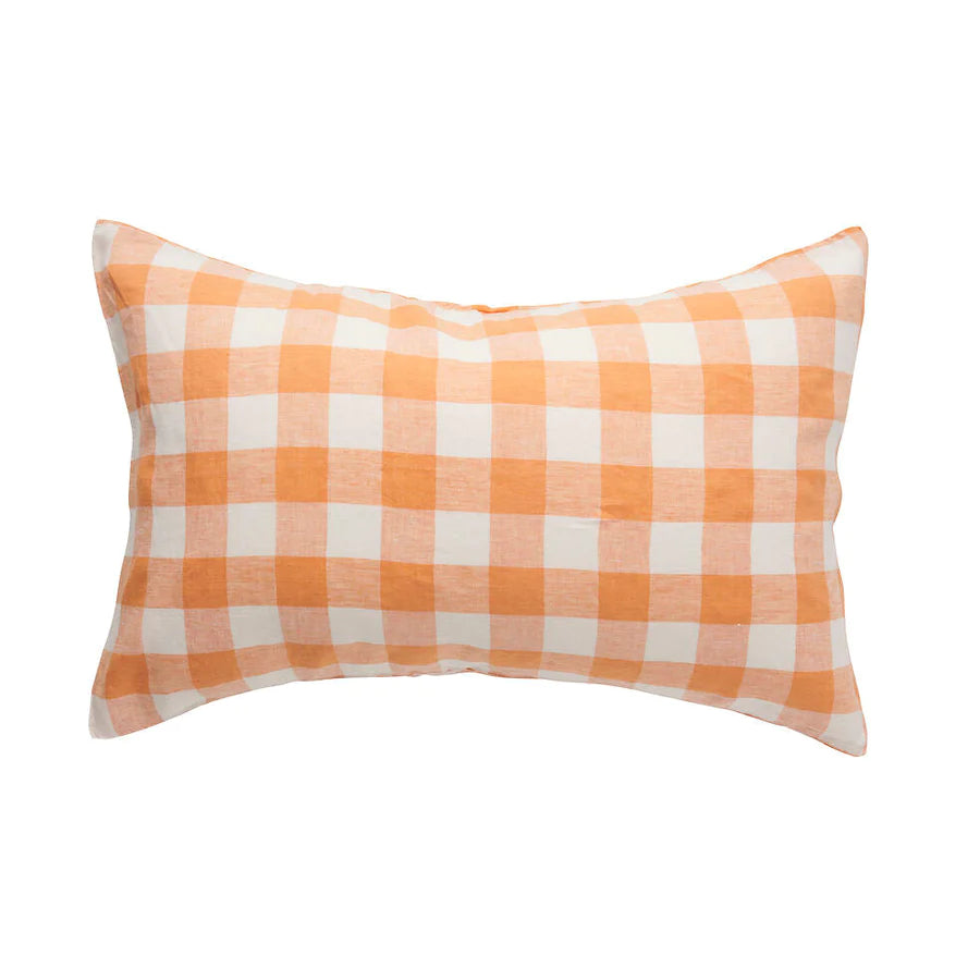 Pair of Linen Pillowcases - Peaches and Cream