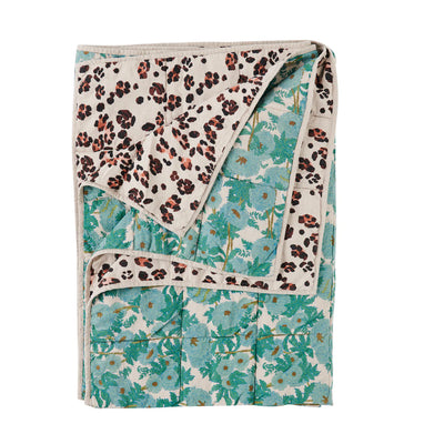 Double Sided Linen Quilt - Joan's Floral / Leopard