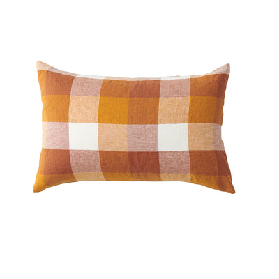 SALE Pair of Linen Pillowcases - Biscuit Check