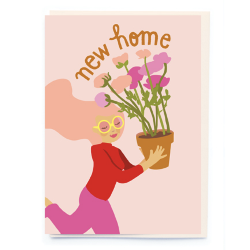 New Home Pot Plant Greetings Card