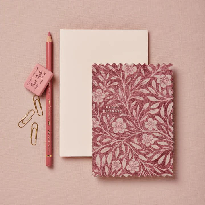 Pink Flora 'Happy Birthday' Greetings Card