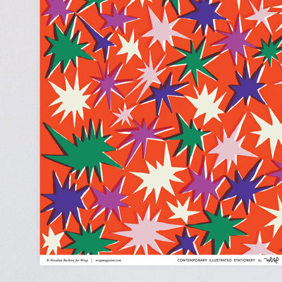 Red Stars Wrapping Paper By Rozalina Burkova