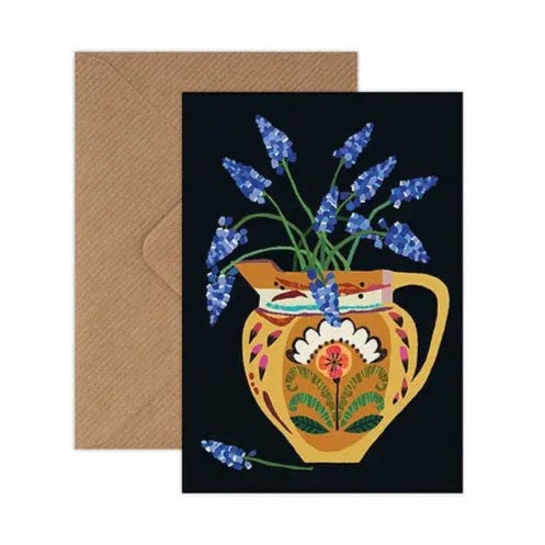 Muscari Flowers Greetings Card by Brie Harrison