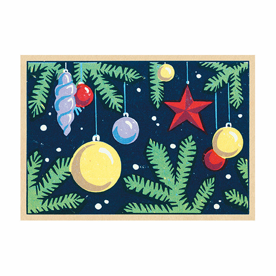 'Glorious Baubles' Vintage Matchbox Card Pack of 5