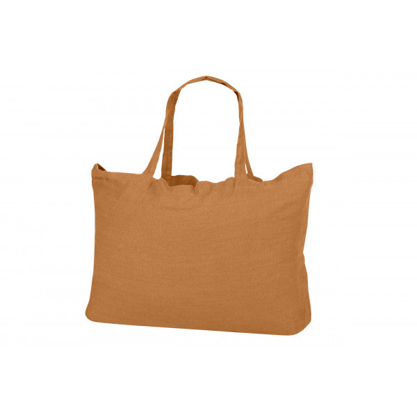 Washed Linen Sloppy Shoulder Bag - Caramel