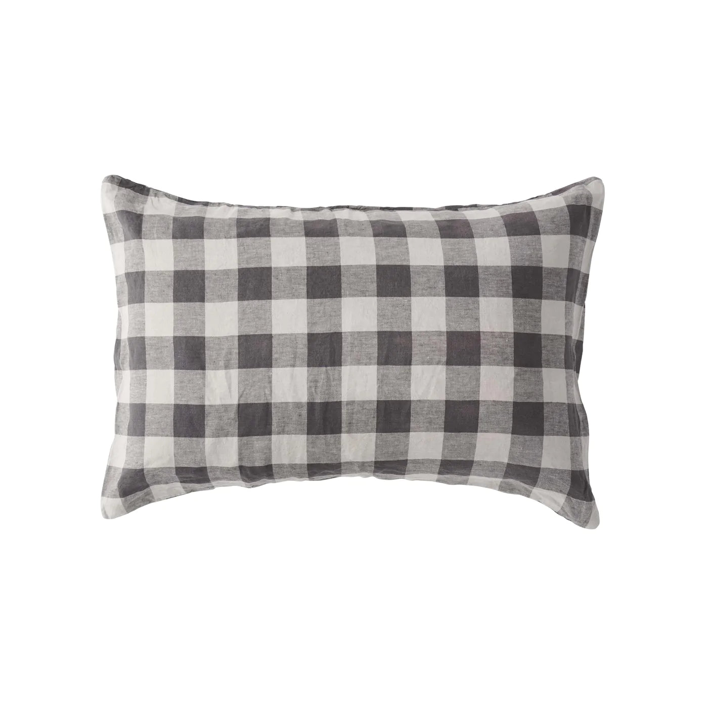 Pair of Linen Pillowcases - Liqorice Gingham
