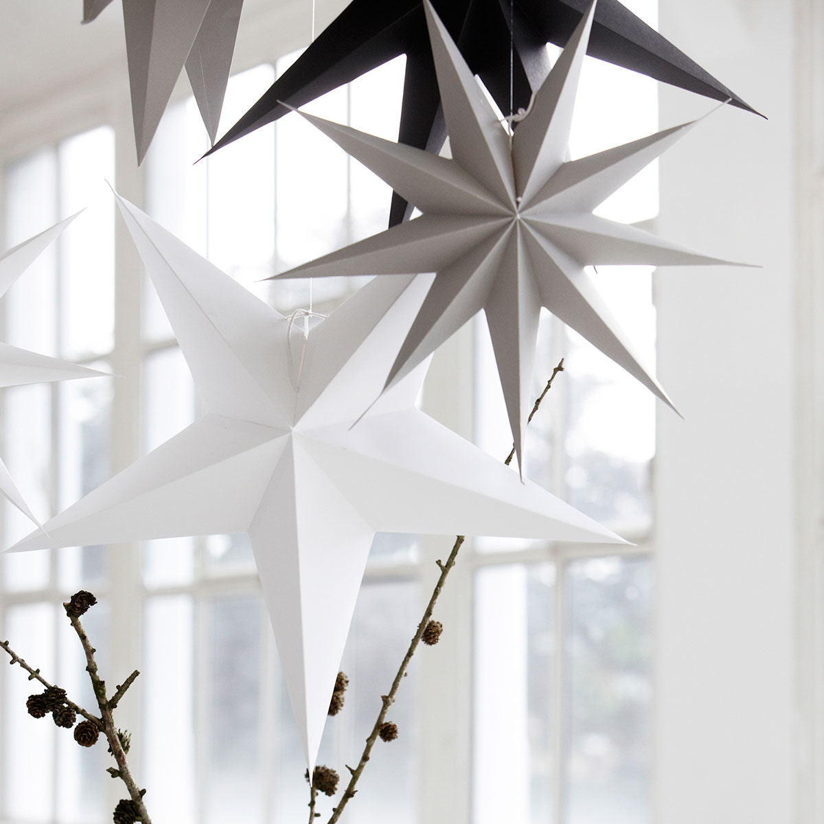 60cm Hanging Paper Star - White