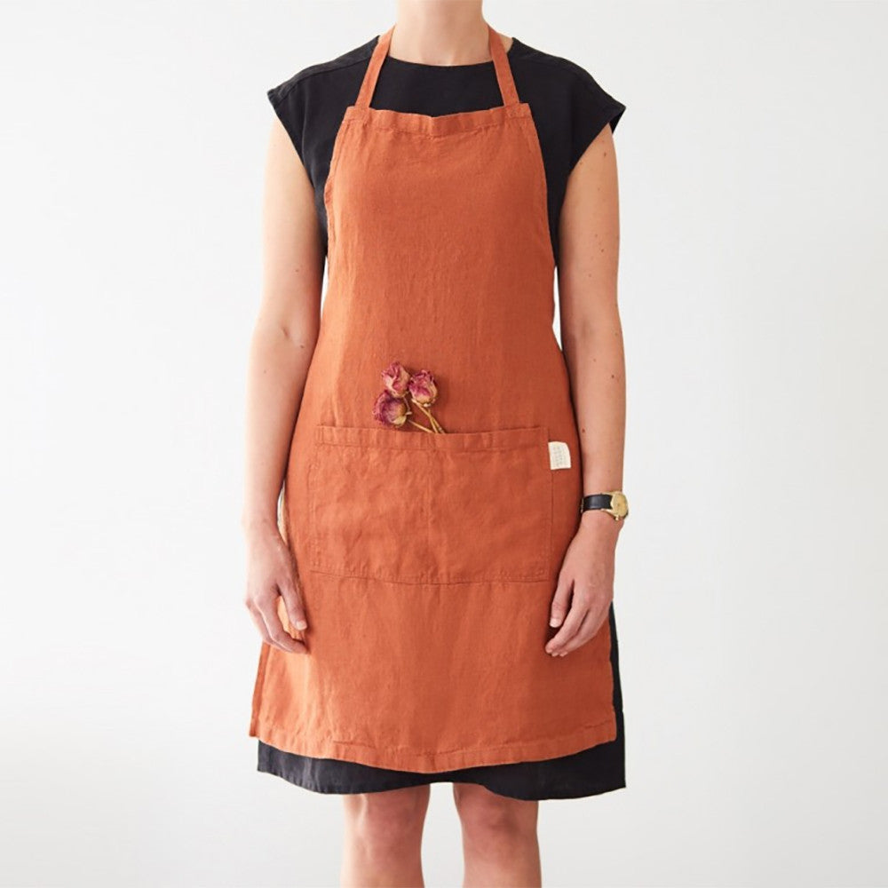 Washed Linen Classic Apron - Baked Clay
