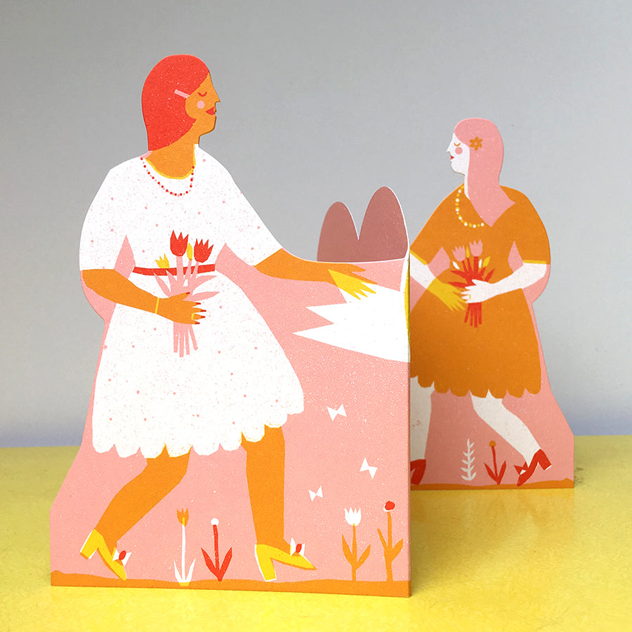 Two Women Concertina Heart Card