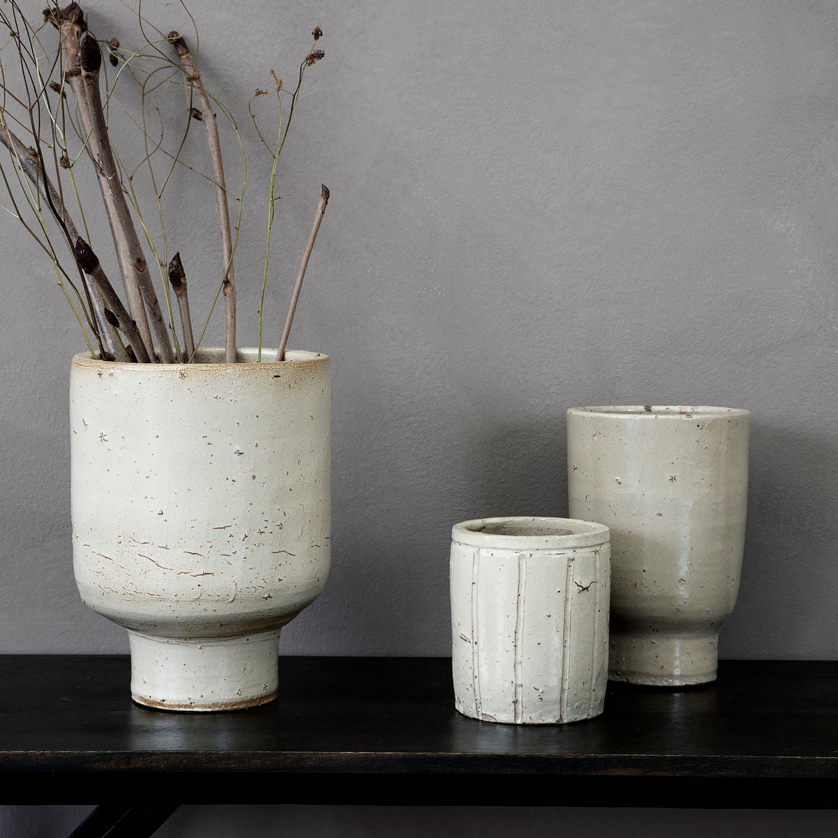 Julian Glazed Planter - Small Beige