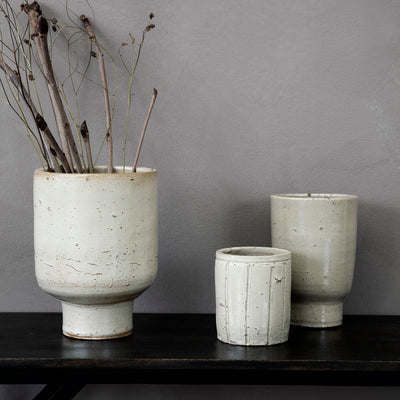 Julian Glazed Planter - Small Beige