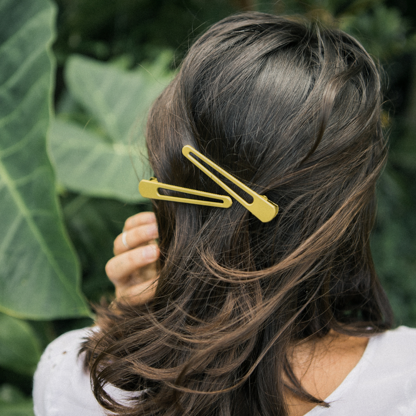 'Triangle' Hair Clips in Olive