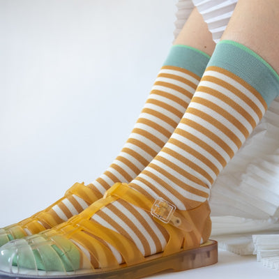 Bonne Maison Socks - Stripe Ochre