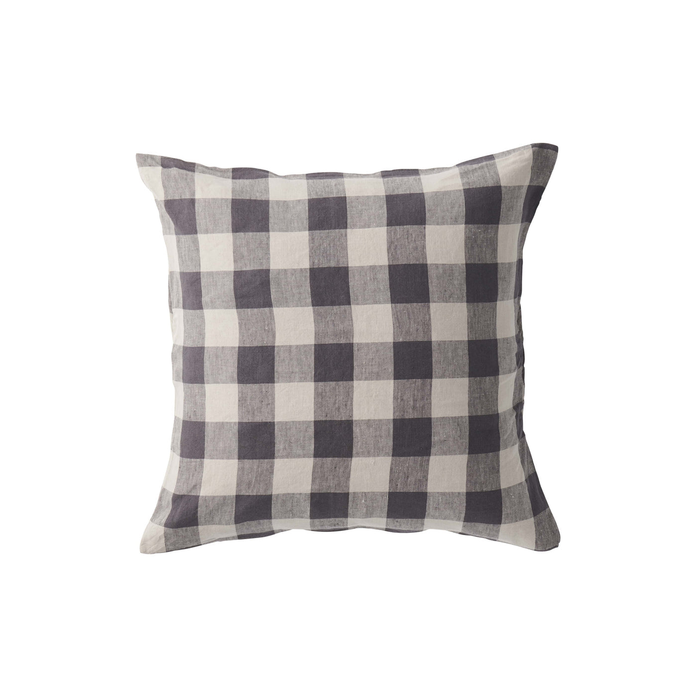 'Liquorice' Gingham Linen Cushion Cover