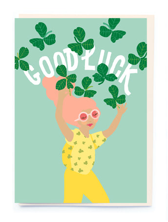 Good Luck Clover Girl Card