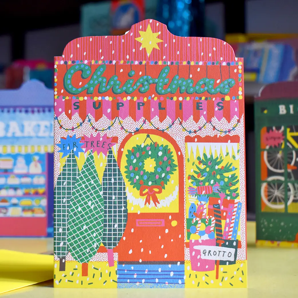 Christmas Shop Die Cut Card