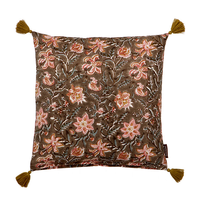 SALE Monsoon Block Printed Cushion Cover - Ash 50cm