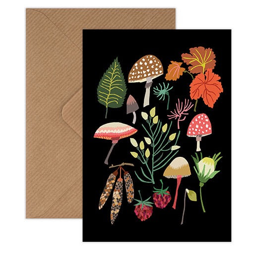 Mushrooms & Moss Greetings Card by Brie Harrison