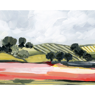 Red Fields Mounted Canvas Print