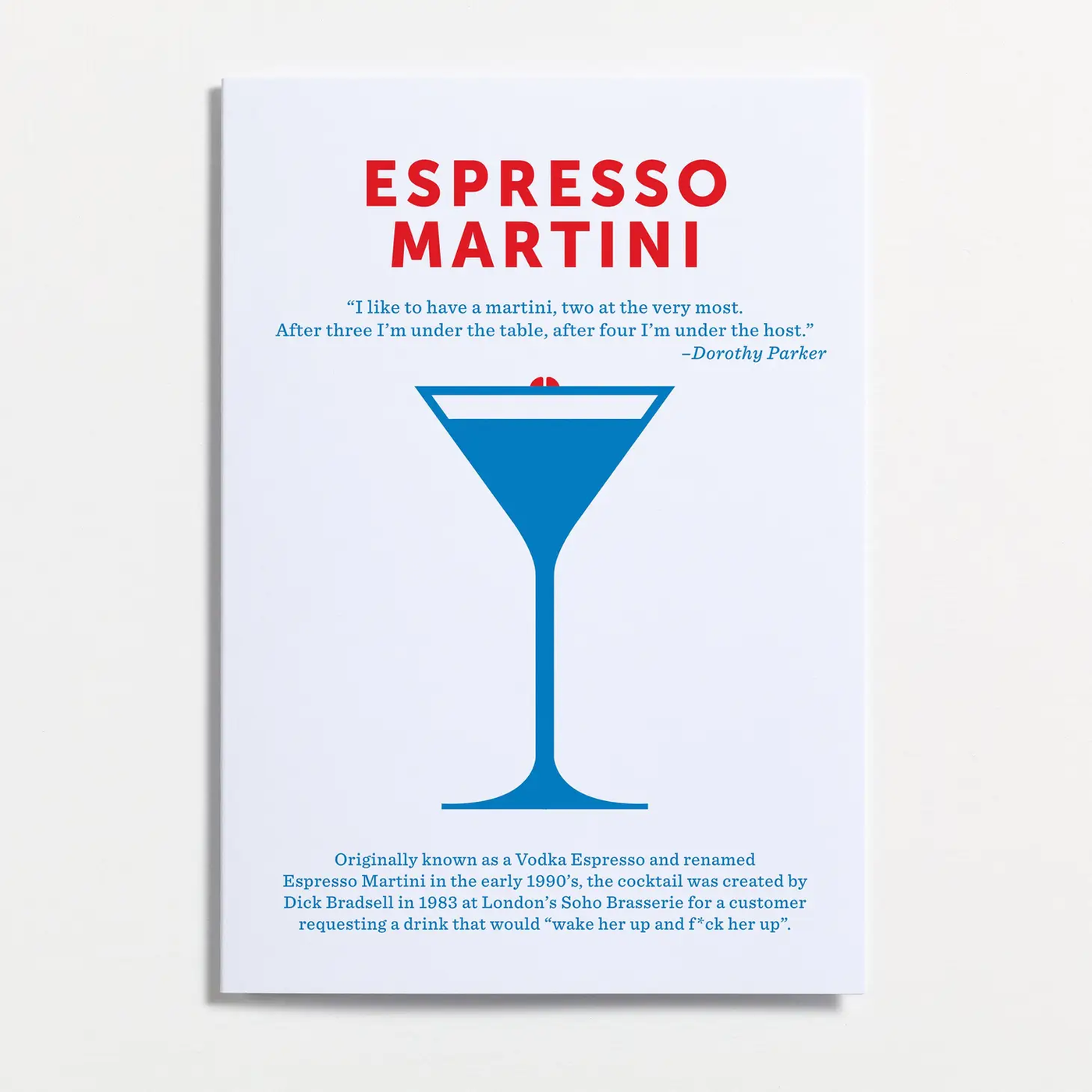 Espresso Martini Cocktail Recipe Greetings Card