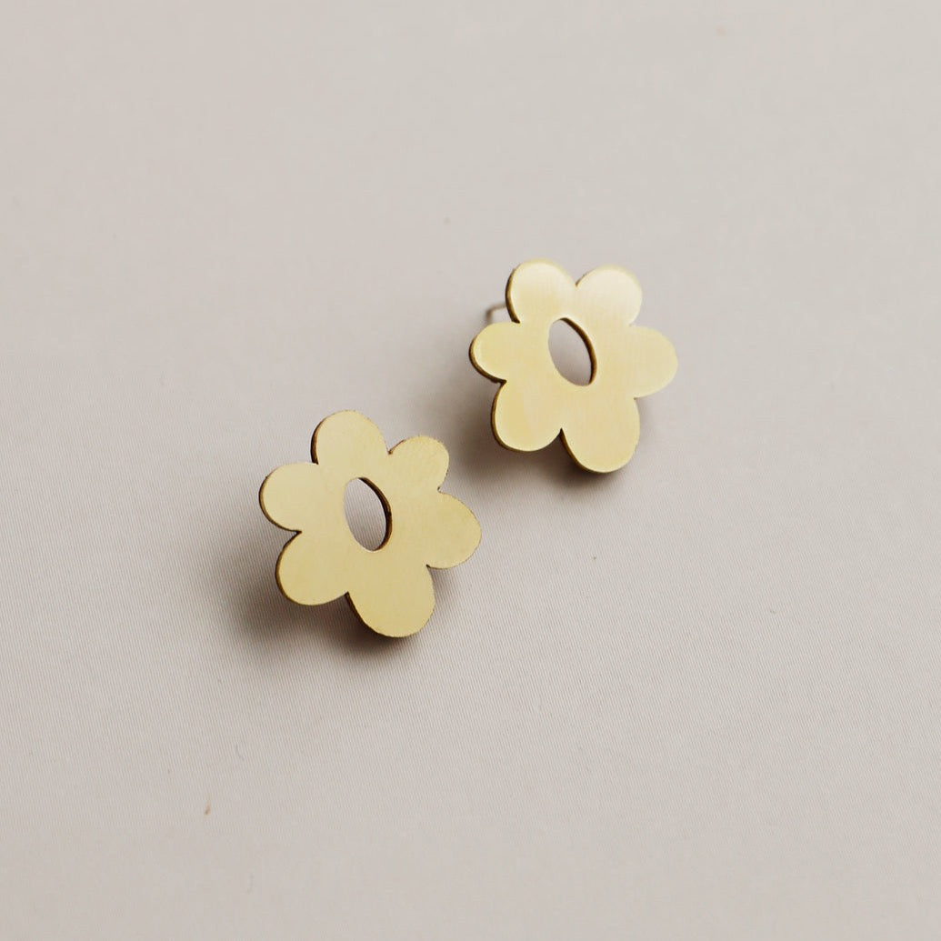 Mini Mia Studs in Brass