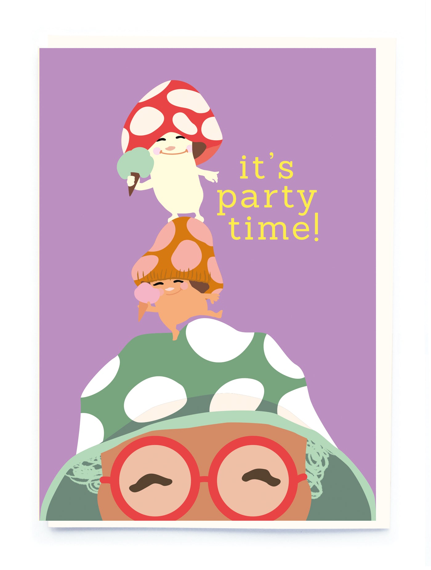 'Party Time' Mushrooms Greetings Card