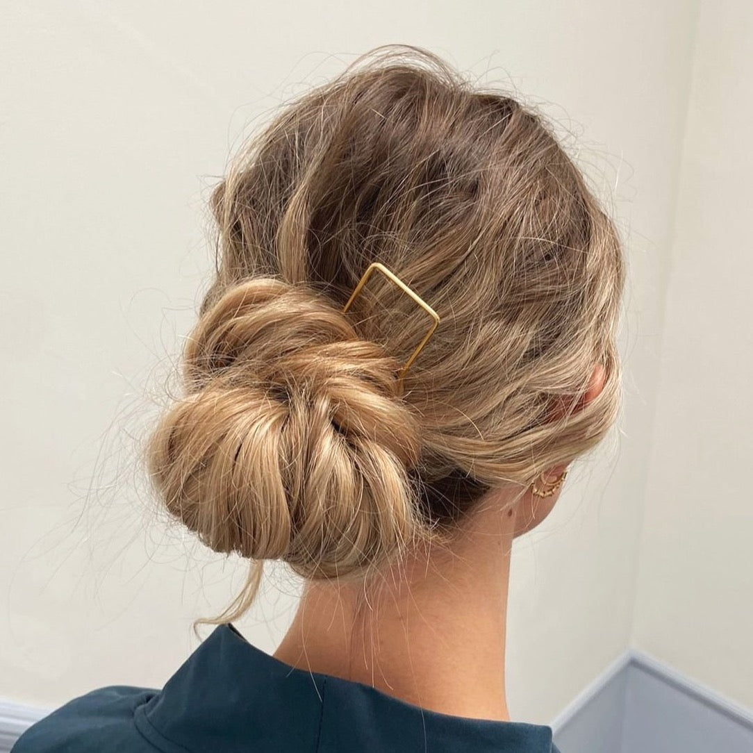 'Lizzie' Minimal Brass Hair Pin - Square