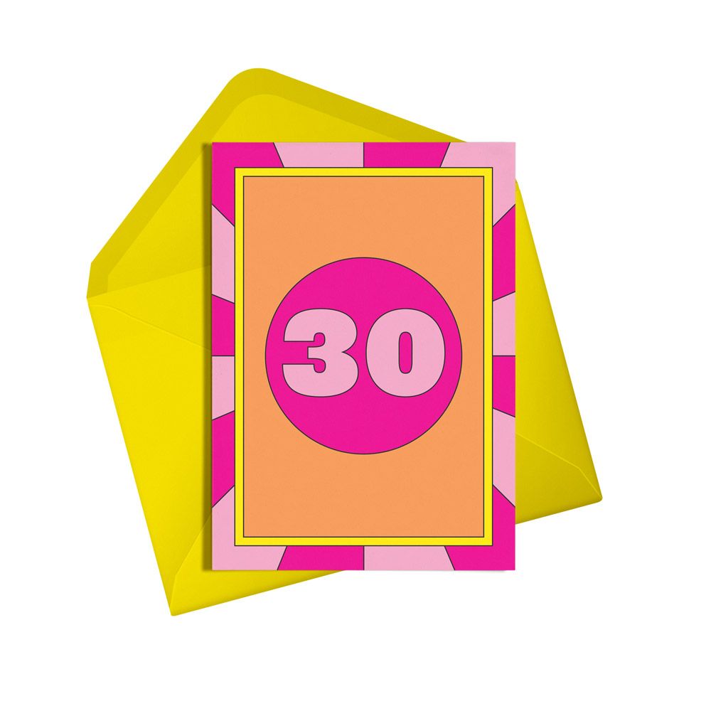 Thirty Neon Birthday Card
