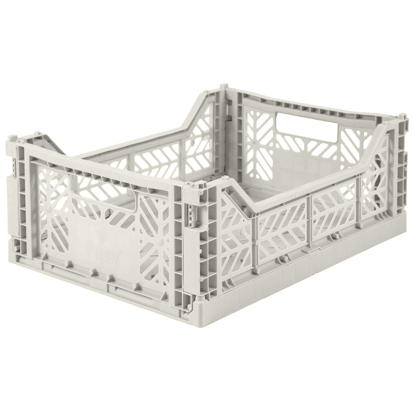 Midi Folding Storage Crate - Light Grey