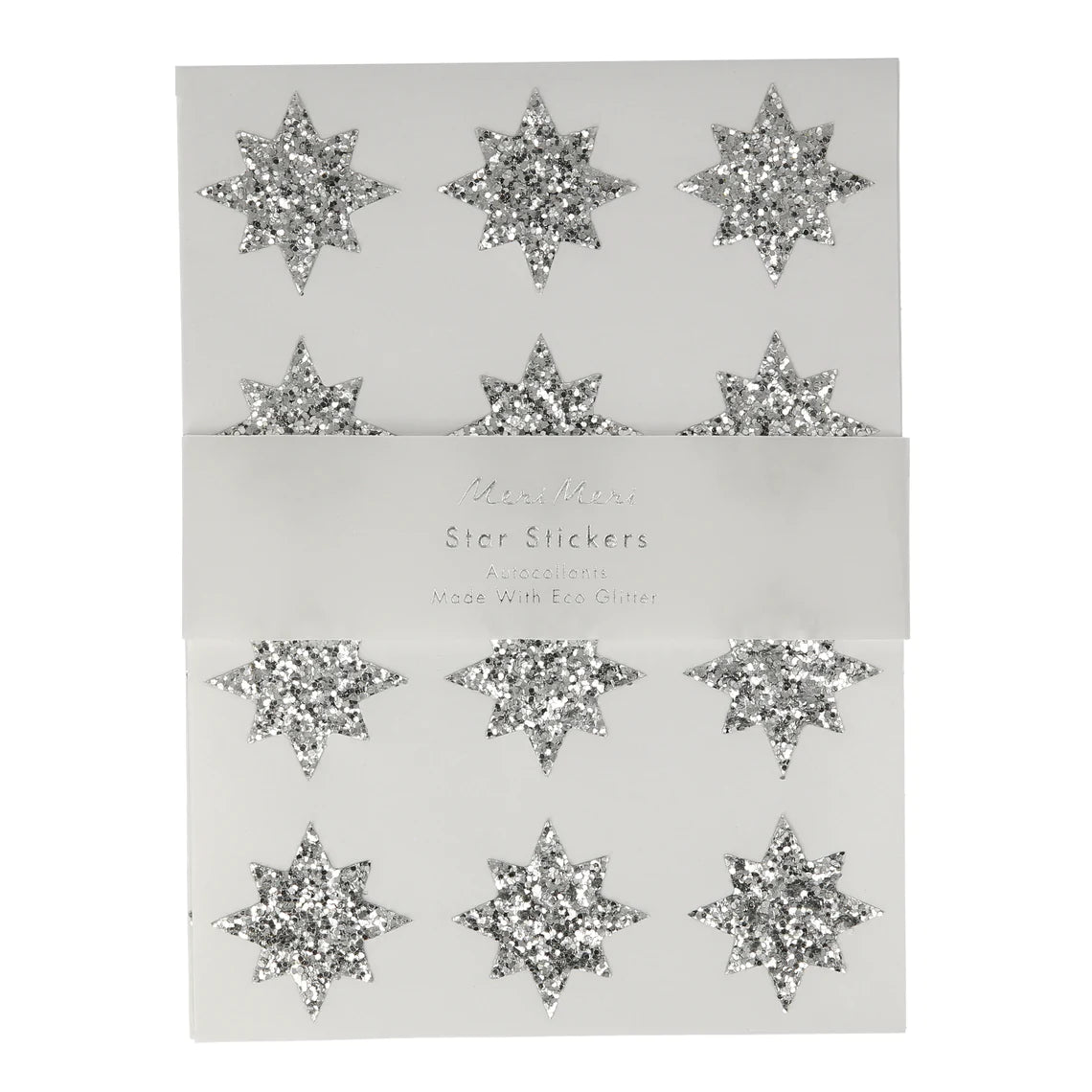 Silver Glitter Star Stickers