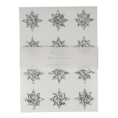 Silver Glitter Star Stickers