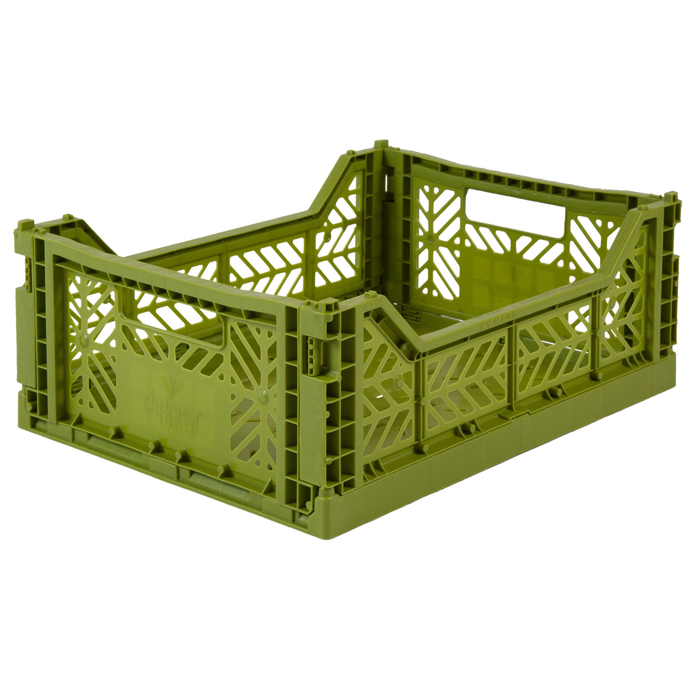Midi Folding Storage Crate - Olive