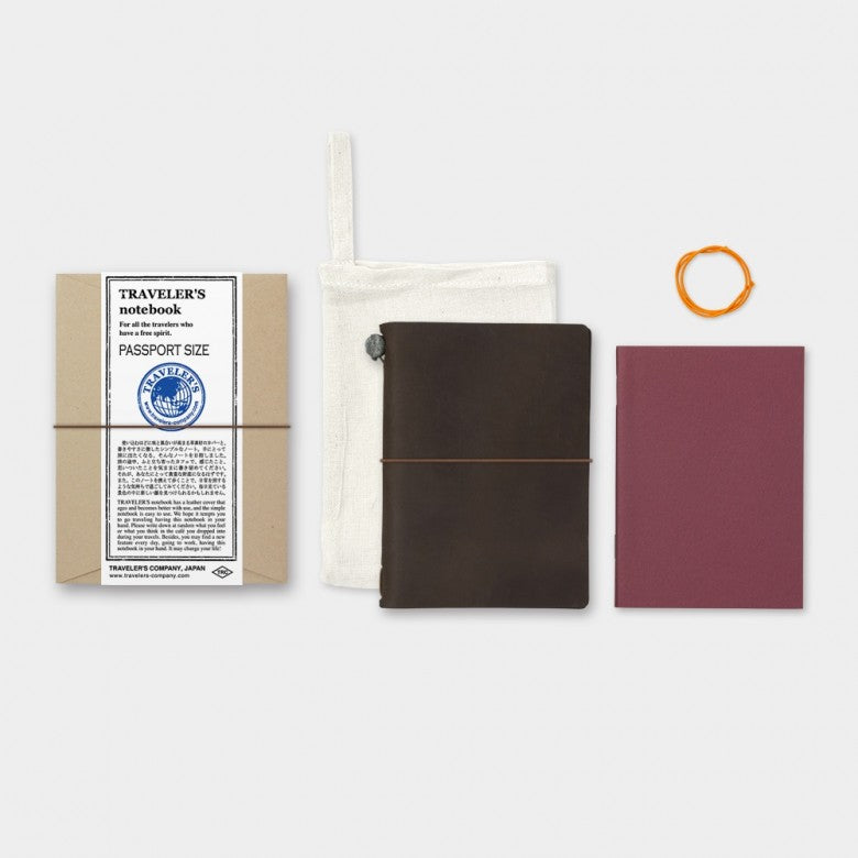 Passport Sized TRAVELER'S Notebook Starter Kit - Brown Leather