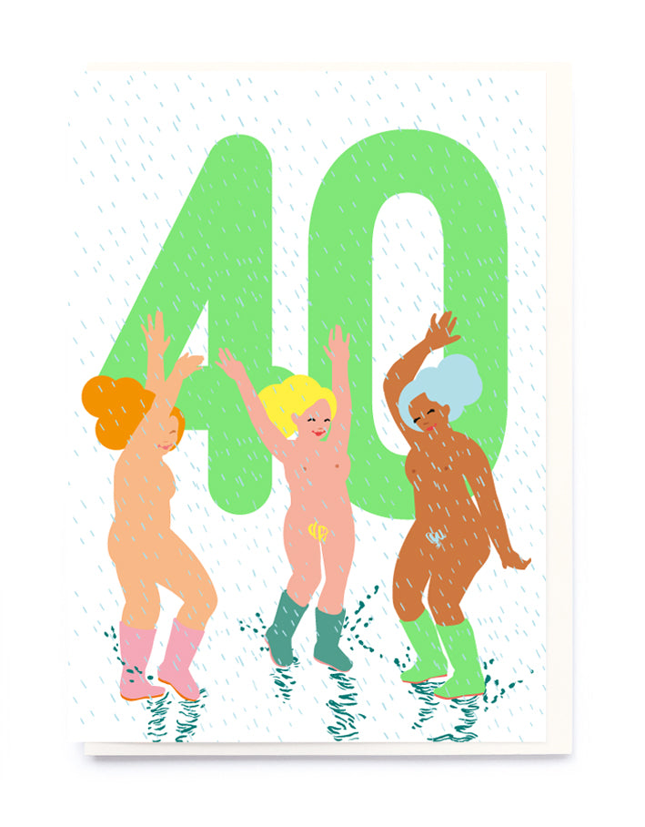 Green Age 40 Birthday Greetings Card