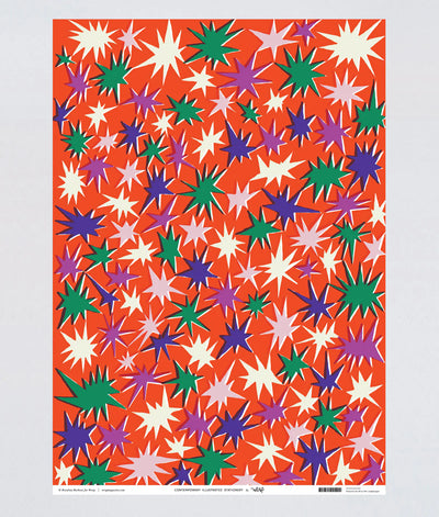 Red Stars Wrapping Paper By Rozalina Burkova